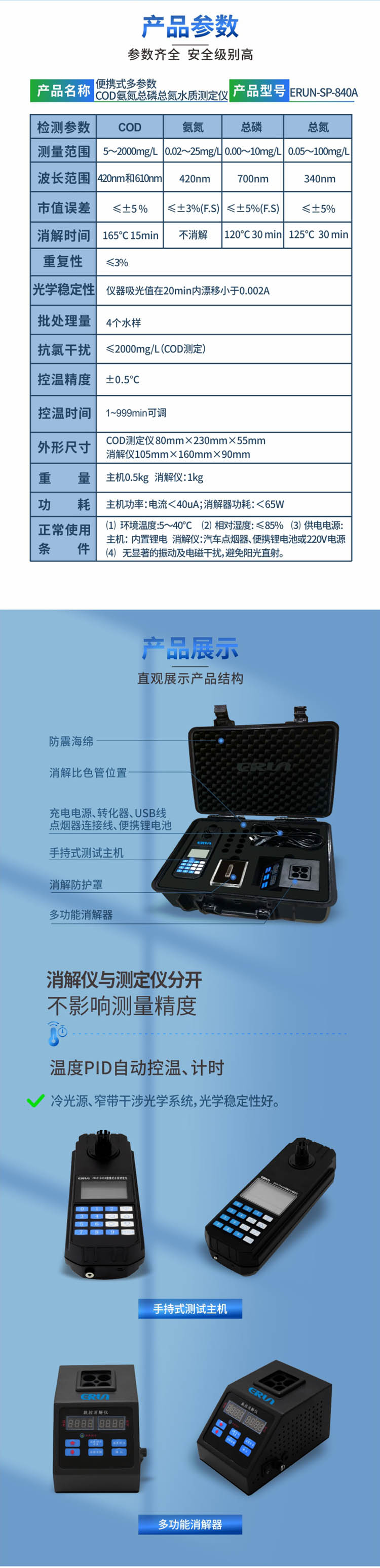 便攜式多參數(shù)COD、氨氮、總磷、總氮水質(zhì)測(cè)定儀