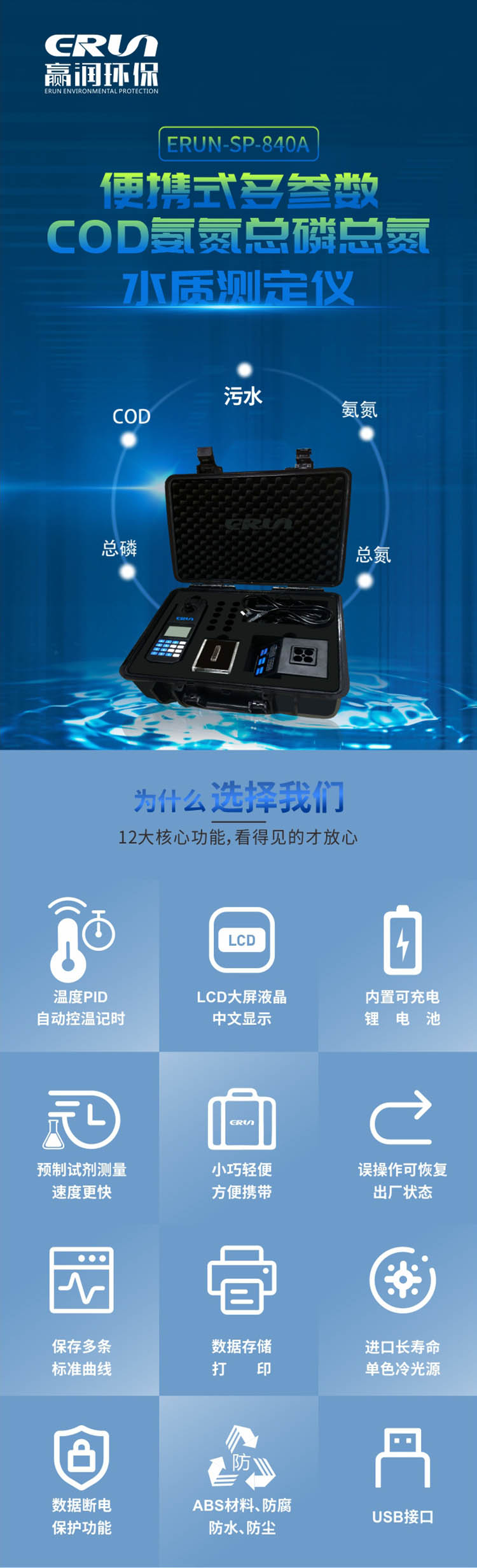 便攜式多參數(shù)COD、氨氮、總磷、總氮水質(zhì)測(cè)定儀